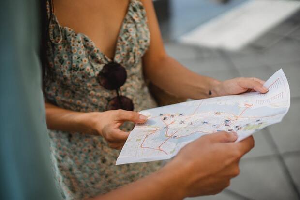 map and hands