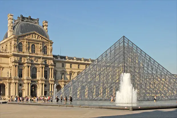 The Facade of the Louvre Museum