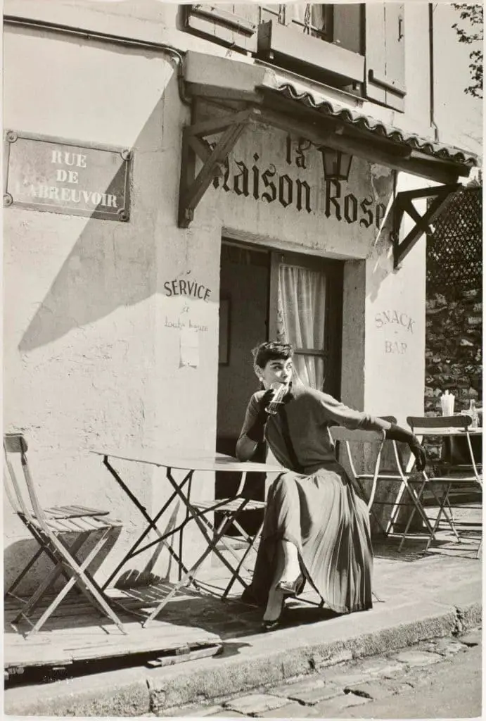 Audrey Hepburn at La Maison Rose, Givenchy ad