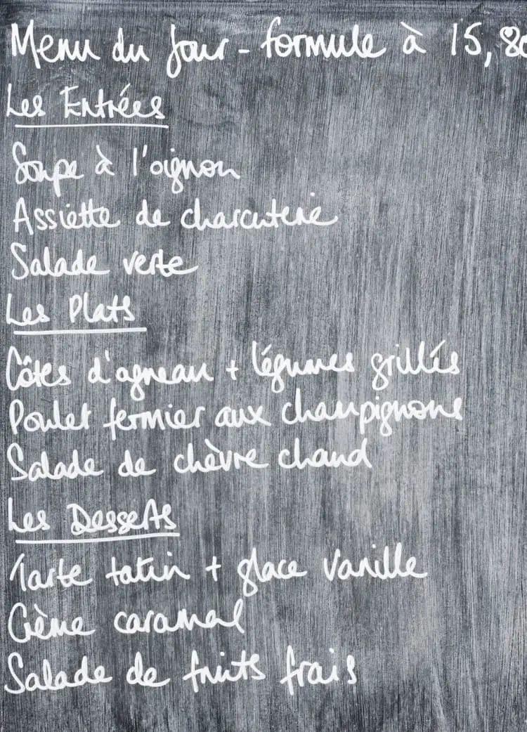 menu du jour