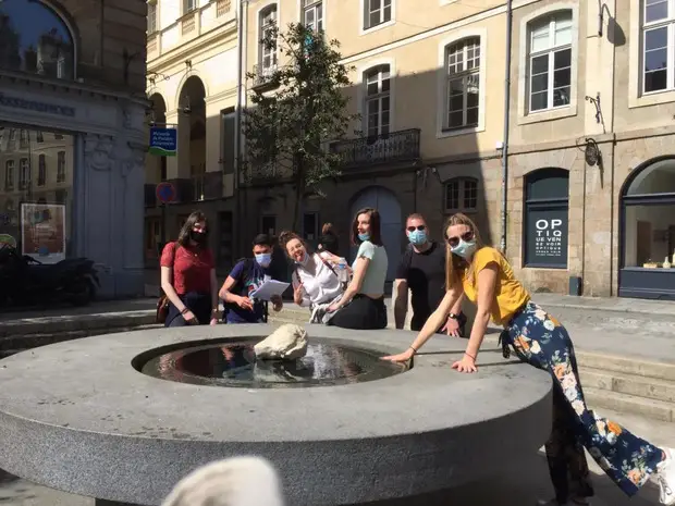 group and fountain