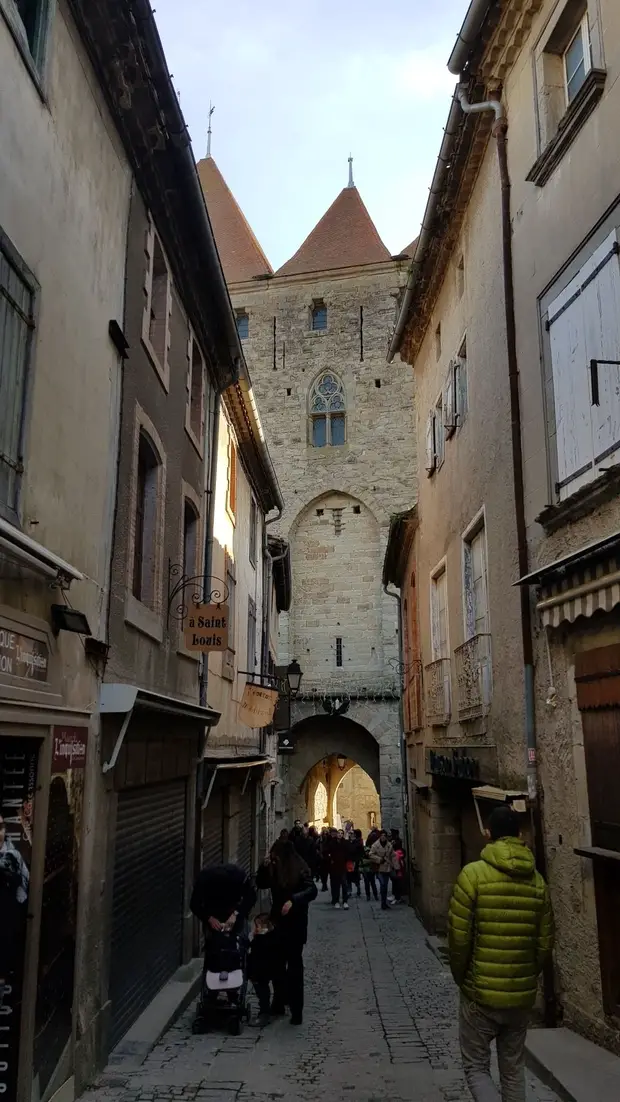 Paved pedestrian alleyway inside the Medieval Cité