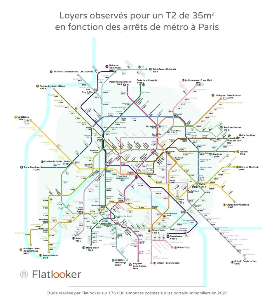 Carte loyer métro