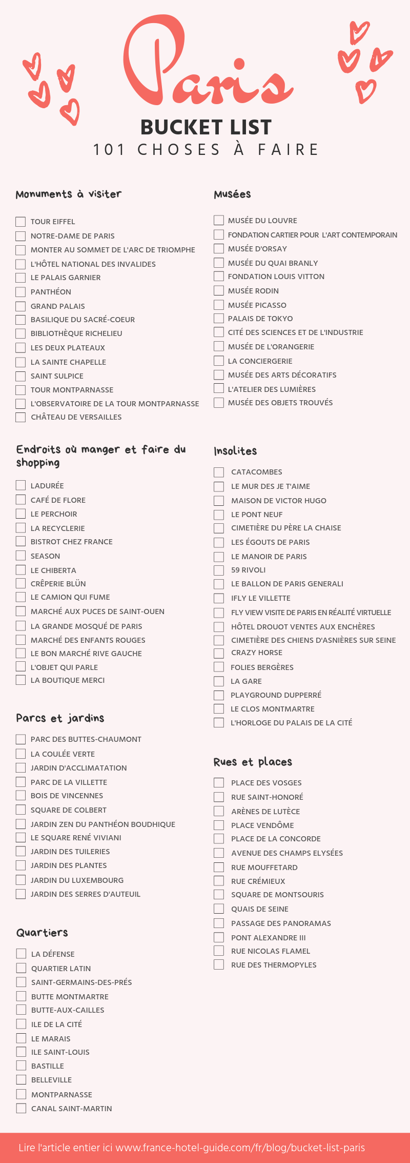 Paris Bucket List ultime (101 choses à faire à Paris)