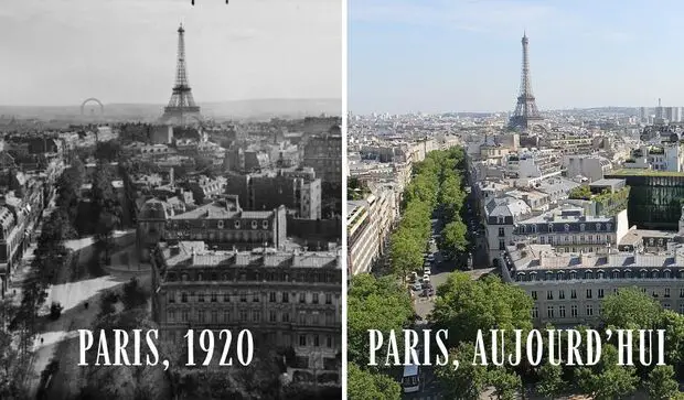 Paris, vue depuis l'Arc de Triomphe 1920-aujourd'hui