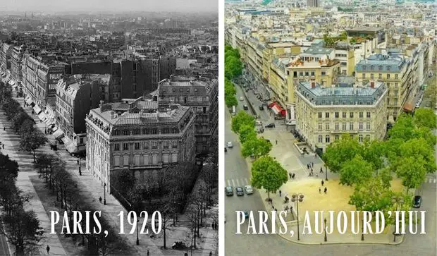 Vue depuis l'Arc de Triomphe 1920-aujourd'hui